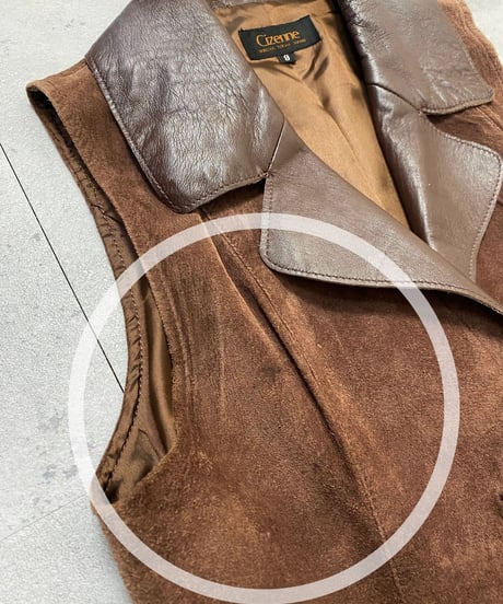 brown color tailored pigskin vest-3711-10