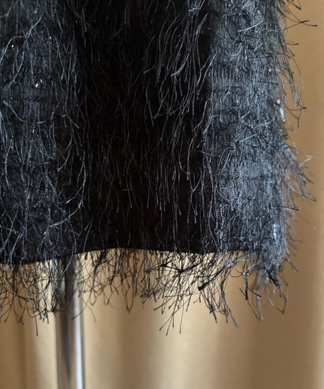 MAX&Co. black shaggy mini skirt-4516-2