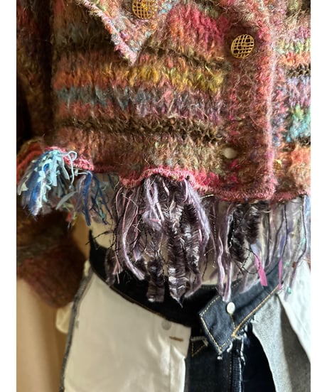 warm color rétro remake knit cardigan-3965-1