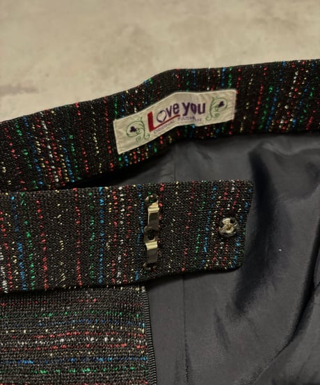 glitter design black maxi skirt-4622-4