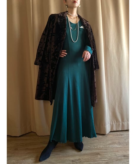 california gold rush green color long dress-3776-11