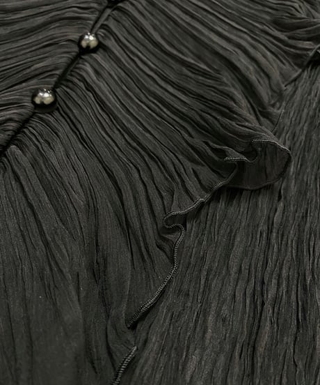 frill collar black sheer tops-3622-9