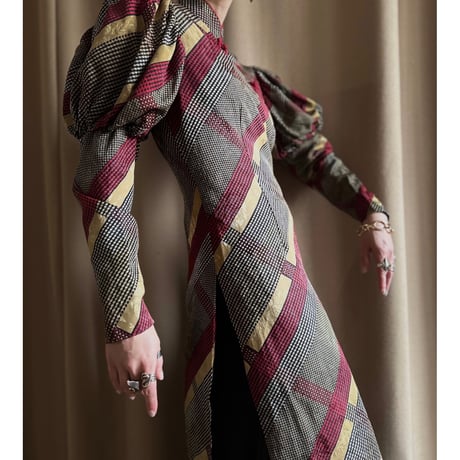 china design puff sleeve dress-4057-3