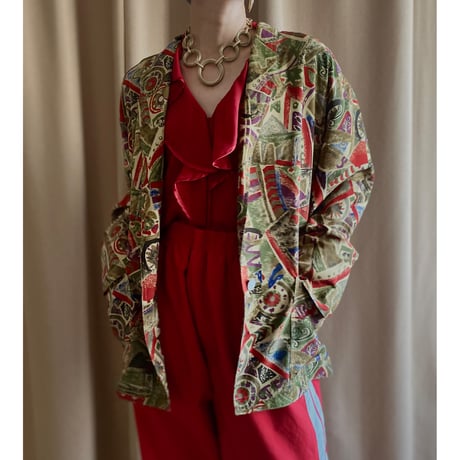 ethnic pattern shirt jacket-3993-2