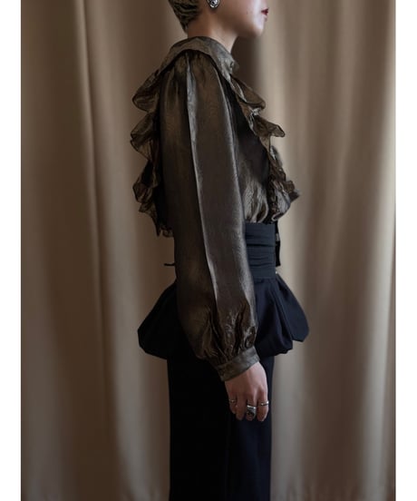 artistic design frill silk shirt-4626-4