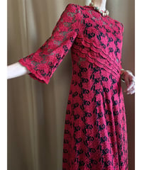 bell sleeve design classical lace dress-3617-8