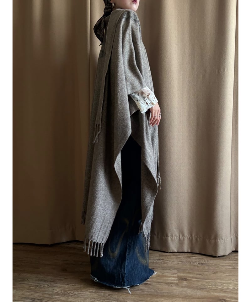 ethnic pattern import cape coat-5038-10 | COLLE