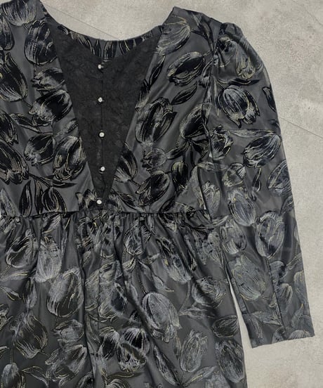 GENIESOIR floral black dress-3238-1