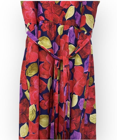 vivid color floral long dress-3534-7