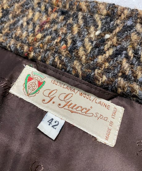 80s vintage GUCCI herringbone coat-3165-12