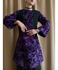 purple flower velour mini dress-3947-1