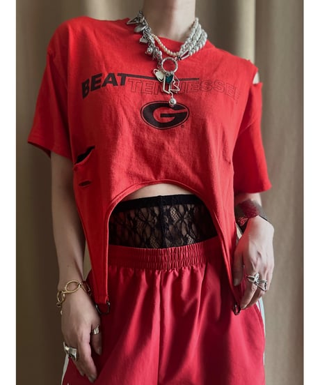 garter belt design red remake t shirt-4260-7
