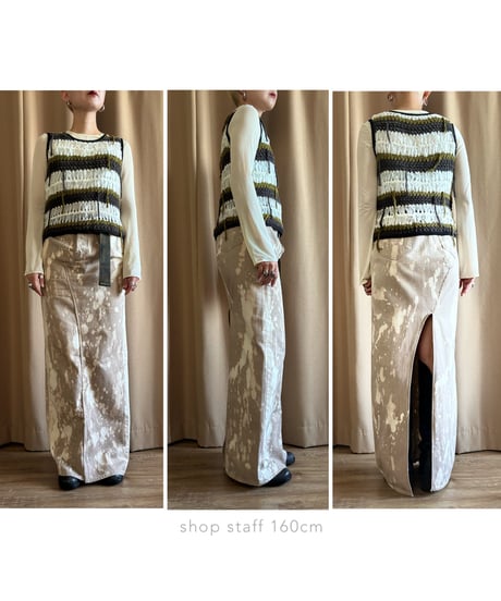 border pattern fringe knit vest-4347-9
