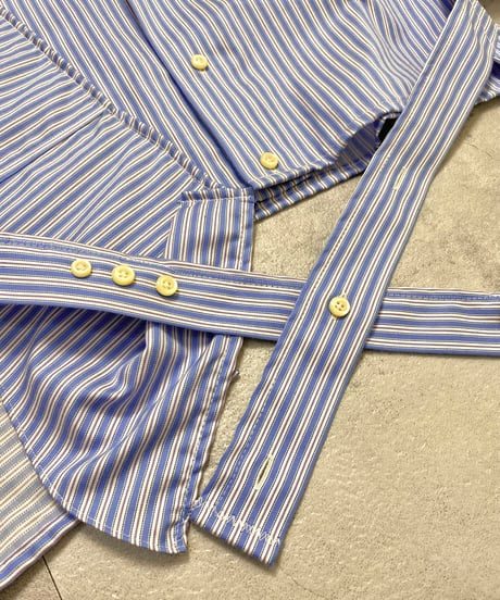 blue stripe frill remake shirt-3960-1