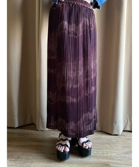 dark purple pleats long skirt-3362-4