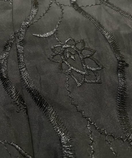 Flower embroidery black shirt-3696-10