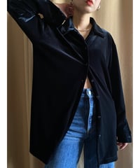 MADE IN U.S.A. black velour shirt-3938-1