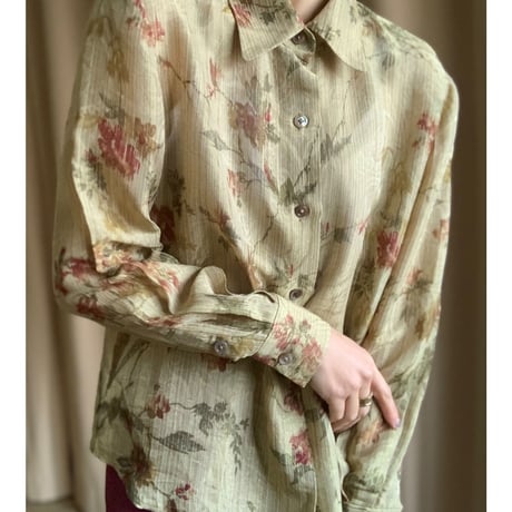 ELLEN TRACY flower sheer shirt-2311-11