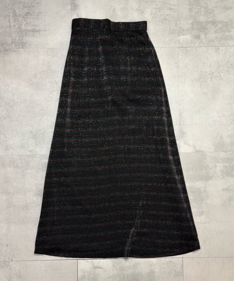 glitter design black maxi skirt-4622-4