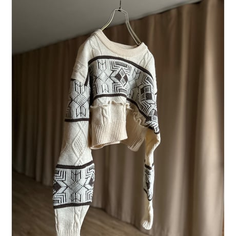 nordic pattern wool remake knit-3142-11