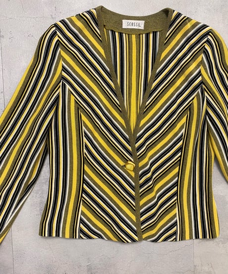 SCOSSA yellow stripe knit jacket-3709-10