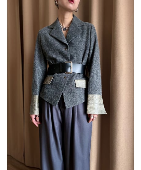 TRUNK HIROKO KOSHINO herringbone jacket-4447-11