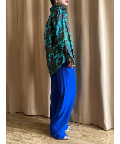 exotic green silk shirt-4289-8