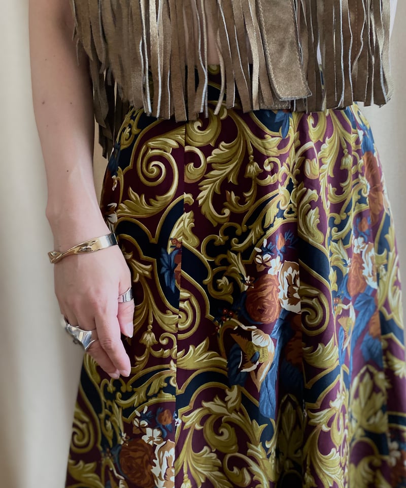 scarf pattern flare skirt-4290-8 | COLLENTE vin 