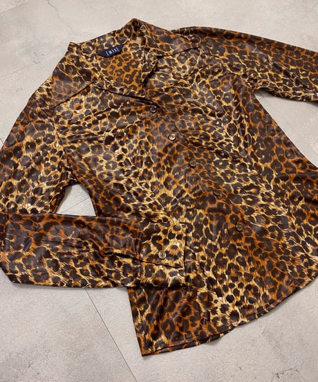 leopard design open collar shirt-3763-11