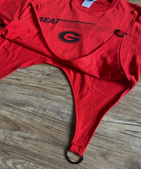 garter belt design red remake t shirt-4260-7