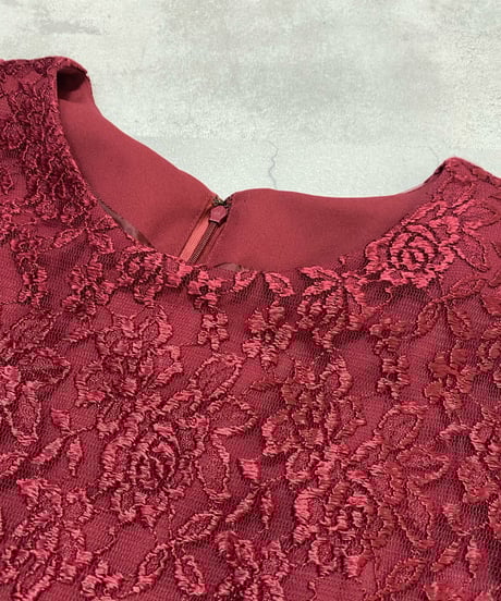 wine red color flare long dress-3627-9