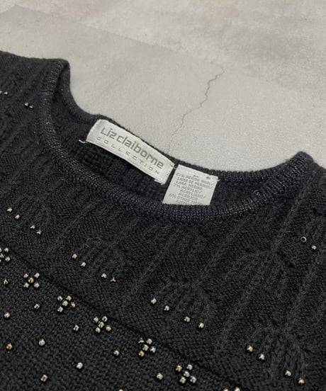 Liz claiborne bead embroidery black knit-3692-10