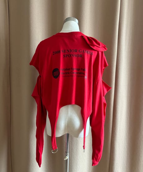 garter belt design red remake long t shirt-4357-9