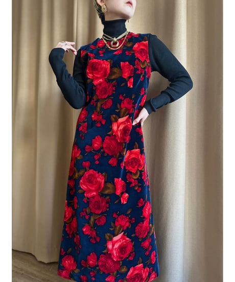 elegant rose velvet long dress-3225-1