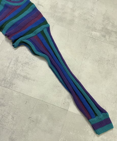 blue stripe mix color remake knit-3191-12