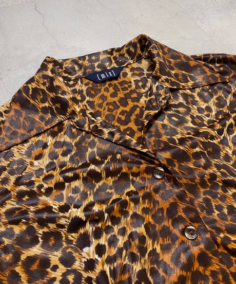 leopard design open collar shirt-3763-11