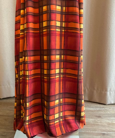 warm color plaid import dress-4251-7