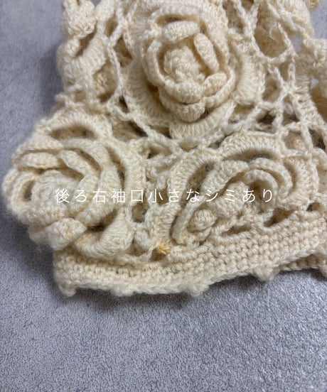 floral crochet knit cardigan-4618-4