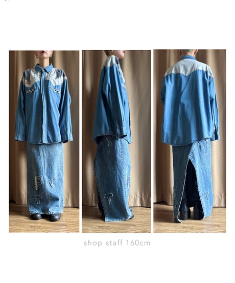 western eyelet dungaree shirt-4561-3