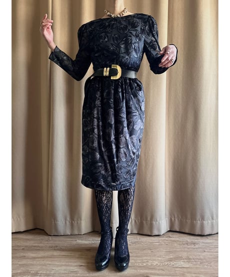 GENIESOIR floral black dress-3238-1