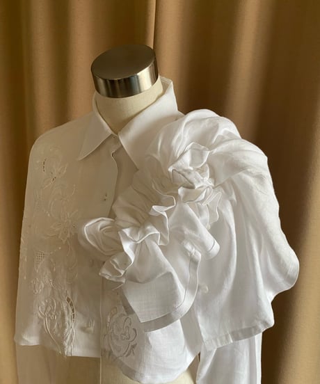 front frill design remake linen shirt-4188-6
