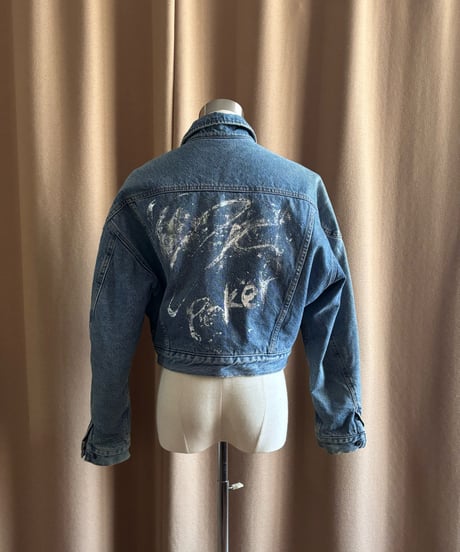 silver foil remake boa denim jacket-4550-2