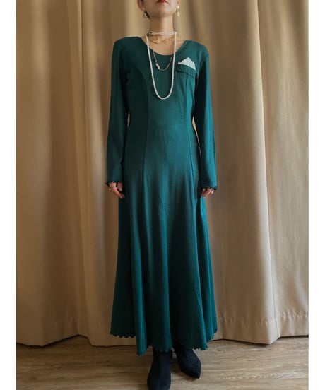 california gold rush green color long dress-3776-11