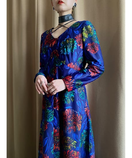 floral pattern import maxi dress-3897-12