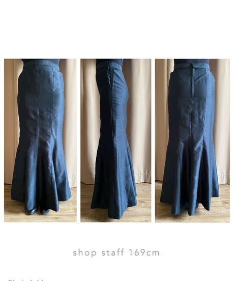 shiny black mermaid maxi skirt-3398-4