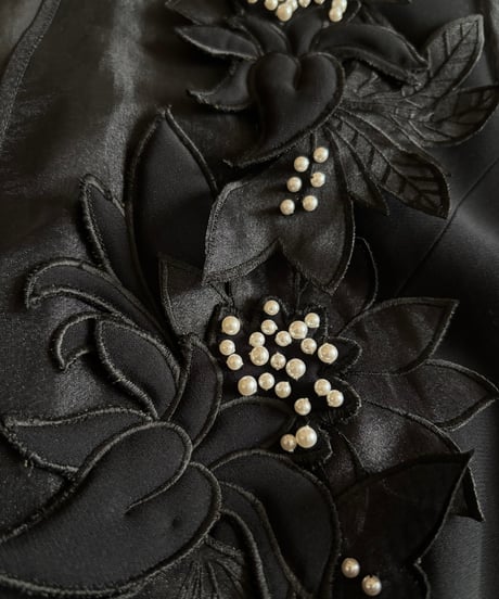 3D flower motif black jacket-4612-4