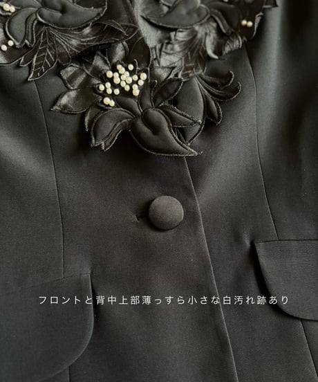 3D flower motif black jacket-4612-4