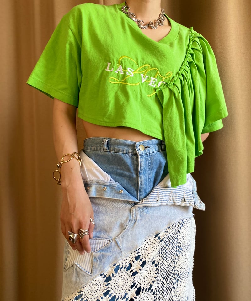 crochet docking design remake denim skirt-4180-