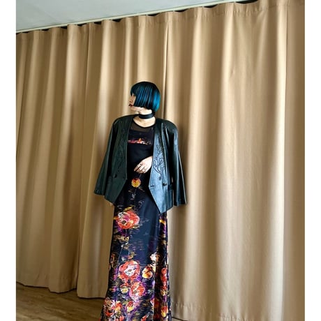 C&A artistic flower black maxi dress-4049-3