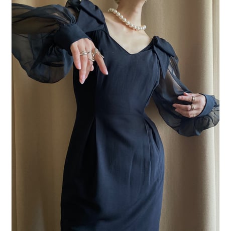 MADE  IN U.S.A. sheer sleeve dress-3616-8